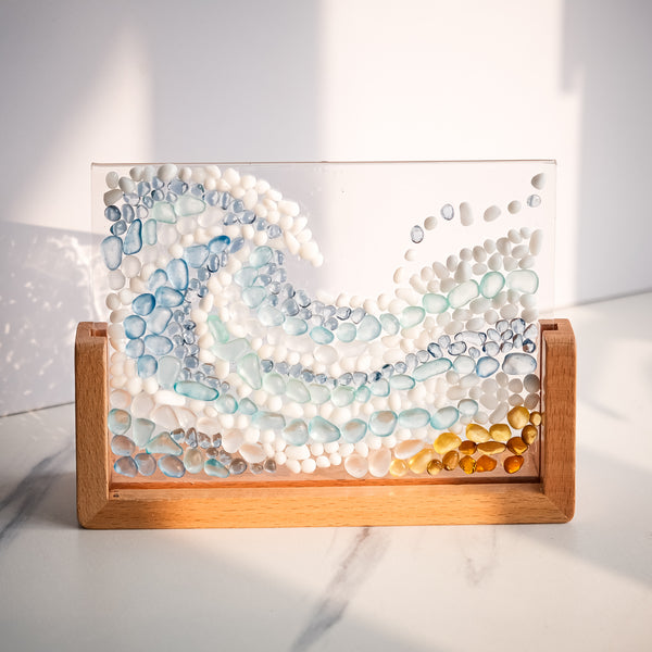 海玻璃浪花畫